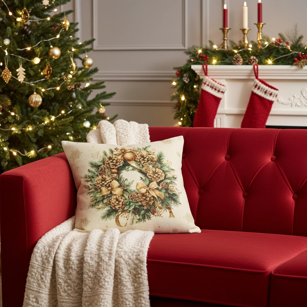 Poszewka gobelinowa świąteczna - Świąteczny wianek Poszewka-gobelinowa-swiateczna--swiateczny-wianek-Marion