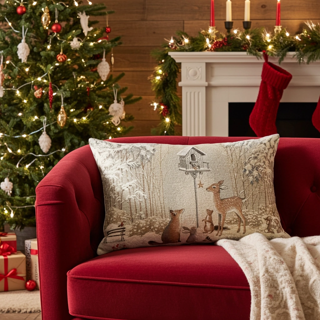 Poduszka gobelinowa zimowa SW235B 40x70 cm z wypełnieniem Poszewka-gobelinowa-zimowa-SW235B-40x70-cm-Hurtownia-Tkanin-Marion-2