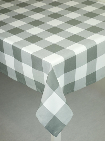 Obrus w kratkę 7x7 cm szary - podszyty