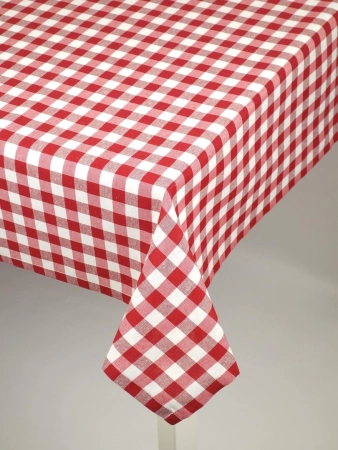 Obrus "Kratka 1x1 cm" czerwony - podszyty