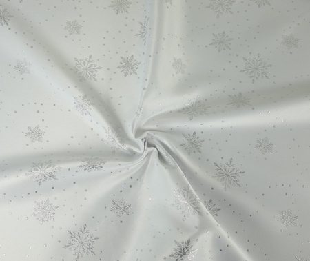 Tkanina obrusowa zimowa "Płatek śniegu" srebrna