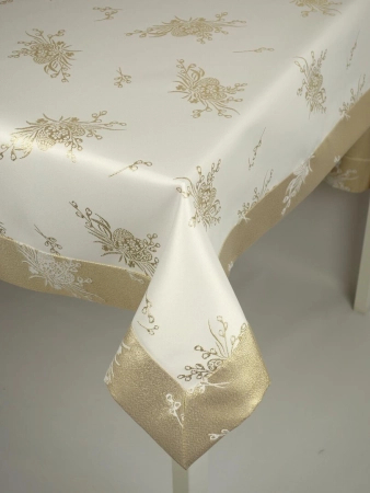 Wielkanocny obrus Pisanka W04 złoty - mankiet