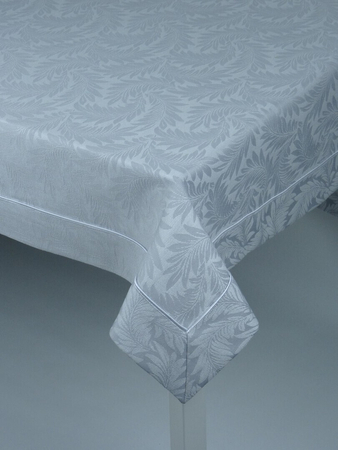 Obrus Alexandra szary, liście paproci - mankiet z wypustką