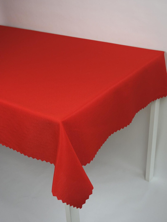 Obrus gładki "Len" czerwony - ząbek