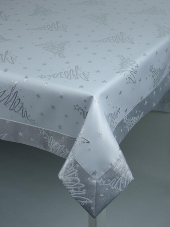 Świąteczny obrus "Choinka 2176"  srebrny  - mankiet