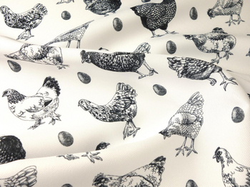 Wiosenna tkanina obrusowa drukowana "Kurnik"