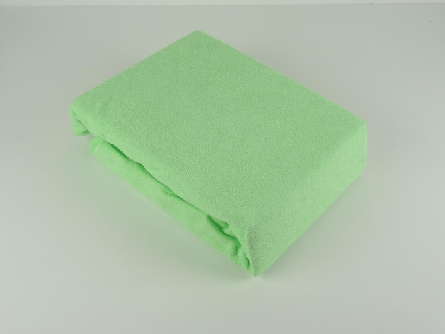 Prześcieradło frotte z gumką - seledynowe, Prostokąt 200 x 220 cm