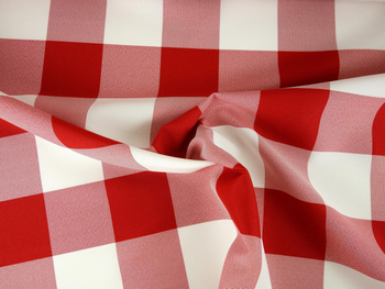 Tkanina obrusowa  w kratkę 7x7 cm - czerwona