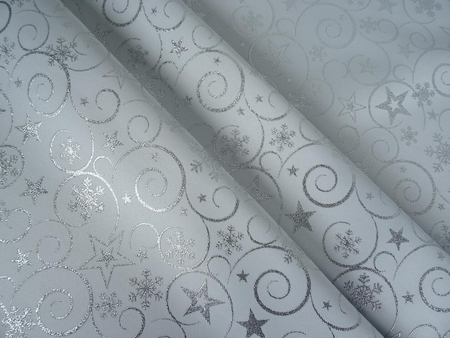 Tkanina obrusowa świąteczna "Powoje" - srebrne