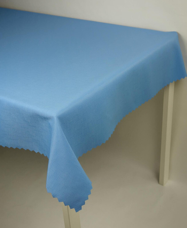 Obrus gładki "Len" niebieski - ząbek