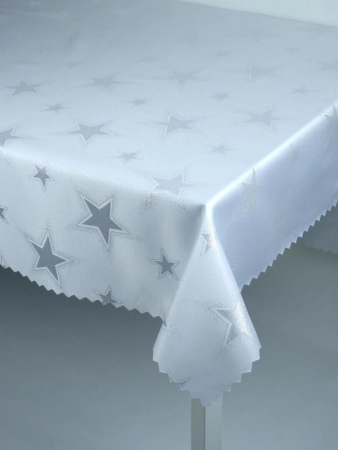 Obrus świąteczny "Klasyczna gwiazdka srebrny" - ząbek