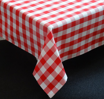 Obrus "Kratka 2x2" czerwony - podszyty