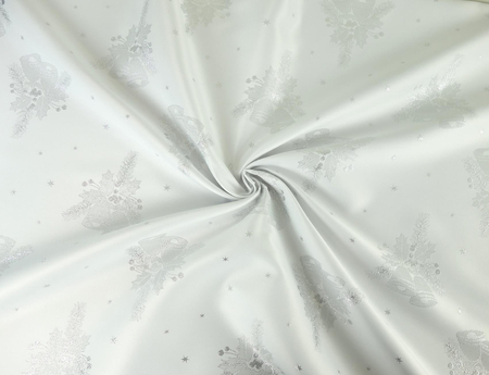 Tkanina obrusowa świąteczna "Dzwonek" srebrna