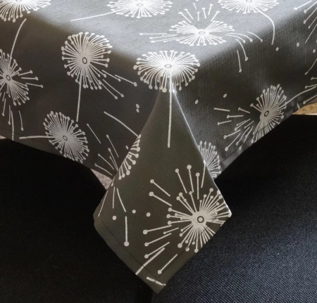 Obrus kolorowy Dmuchawce grafitowe - podszyty