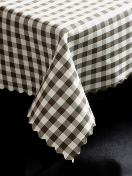 Obrus w kratkę 1x1 cm brązowy - ząbek