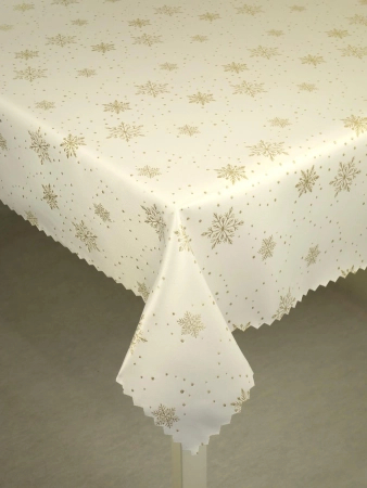 Obrus świąteczny "Złoty płatek śniegu" - ząbek