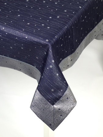 Świąteczny obrus "Droga Mleczna granat" srebrna - mankiet