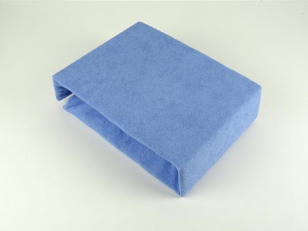 Prześcieradło frotte z gumką - niebieskie, Prostokąt 200 x 220 cm