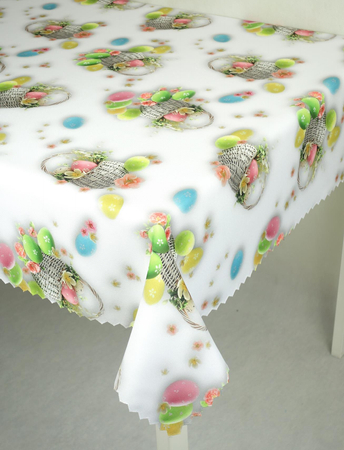 Wielkanocny obrus "Pisanka W16"- ząbek, Koło średnica 110 cm