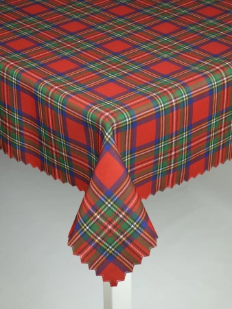 Obrus świąteczny na Boże Narodzenie w czerwoną kratę - ząbek