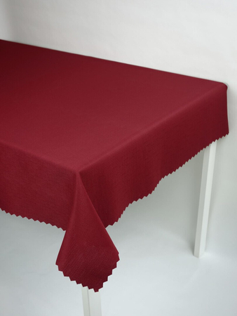 Obrus gładki "Len" bordowy - ząbek