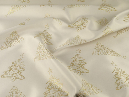 Tkanina obrusowa świąteczna "Choinka 3401"- złota