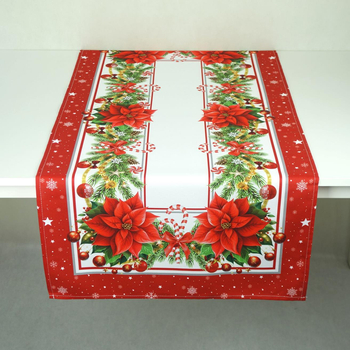 Bieżnik drukowany  60 x120 cm - czerwona poinsecja