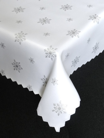 Świąteczny obrus srebrna śnieżynka