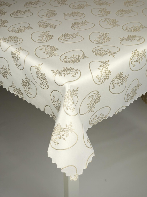 Wielkanocny obrus pisanka W02 złoty - ząbek, Koło średnica 110 cm