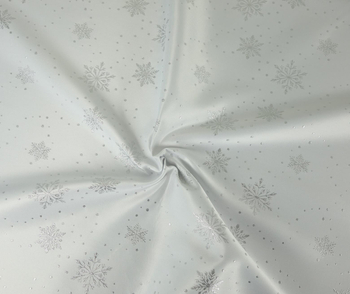 Tkanina obrusowa zimowa "Płatek śniegu" srebrna