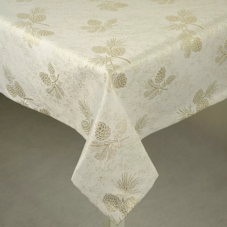 Obrus świąteczny Złote szyszki - podszyty