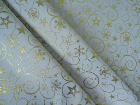 Tkanina obrusowa świąteczna "Powoje" - złota