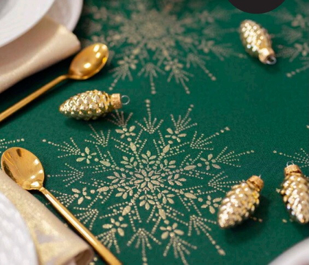 Tkanina obrusowa świąteczna "Green Polaris"