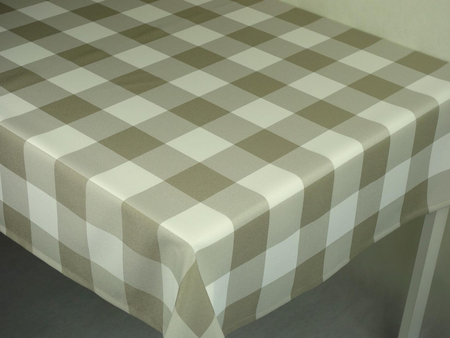 Obrus w kratkę 7x7 cm beżowy - podszyty