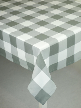 Obrus w kratkę 7x7 cm szary - podszyty