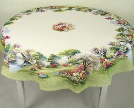 Obrus gobelinowy okrągły średnica 140 cm - Wiosna 037