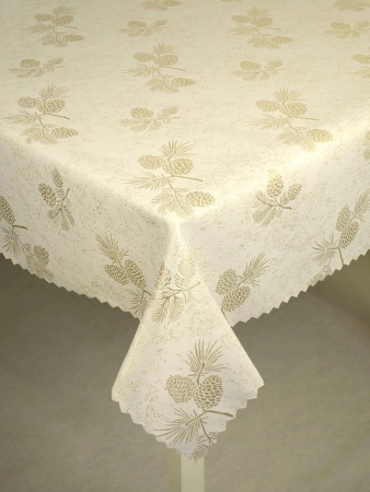 Obrus świąteczny "Złote szyszki" - ząbek