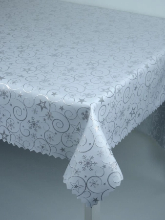 Obrus świąteczny "Srebrne powoje" - ząbek