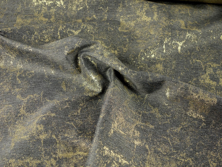 Tkanina obrusowa "Marmurek grafitowo-złoty"