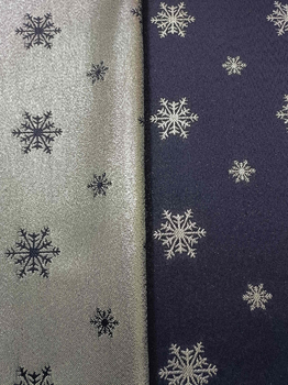 Tkanina obrusowa świąteczna "Śnieżynka granatowo-srebrna"