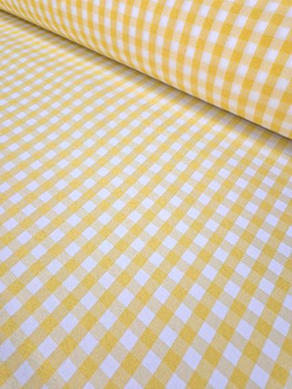 Tkanina obrusowa w kratkę 1x1 cm - żółta
