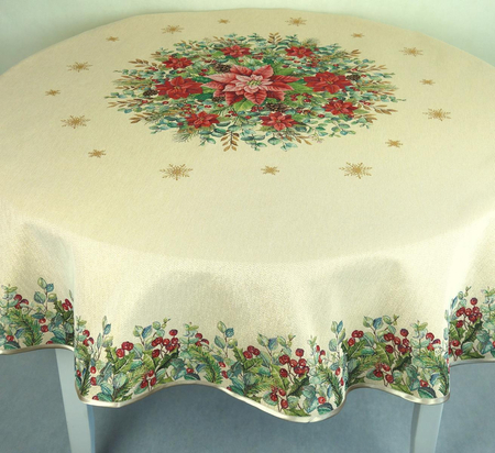 Obrus gobelinowy okrągły gwiazda betlejemska - średnica  165 cm