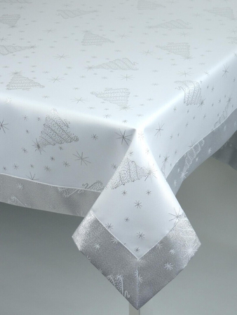 Świąteczny obrus "Choinka 2174"  srebrny - mankiet