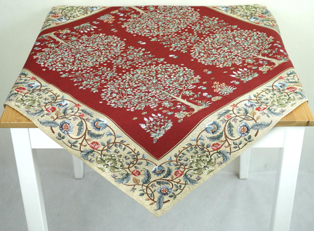 Obrus gobelinowy 100x100 - Drzewko szczęścia bordowe