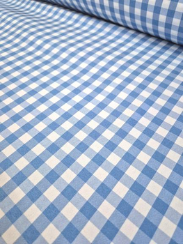 Tkanina obrusowa  w kratkę 1x1 cm - błękitna