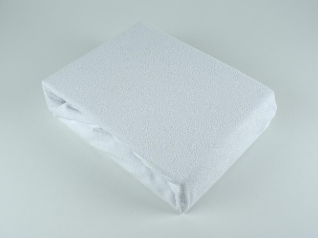 Prześcieradło frotte z gumką - białe, Prostokąt 120 x 200 cm
