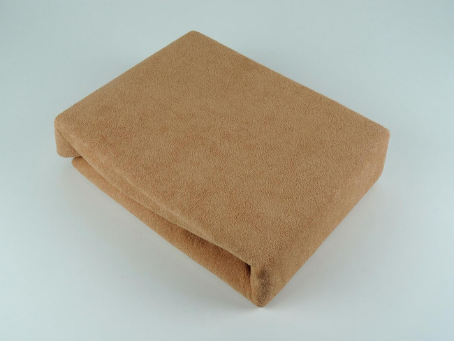 Prześcieradło frotte z gumką - beżowe, Prostokąt 200 x 220 cm