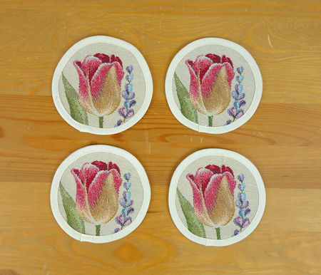 Zestaw serwetek wiosennych pod filiżankę średnica 11 cm - 39