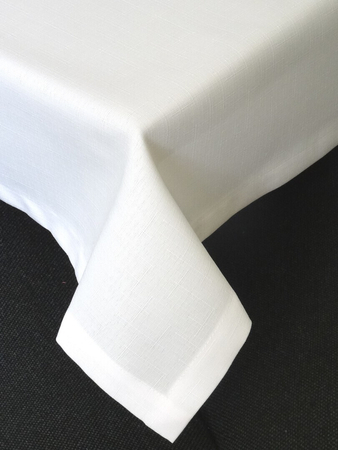 Obrus "Len" biały - podszyty