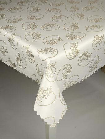 Wielkanocny obrus pisanka W02 złoty - ząbek, Koło średnica 110 cm